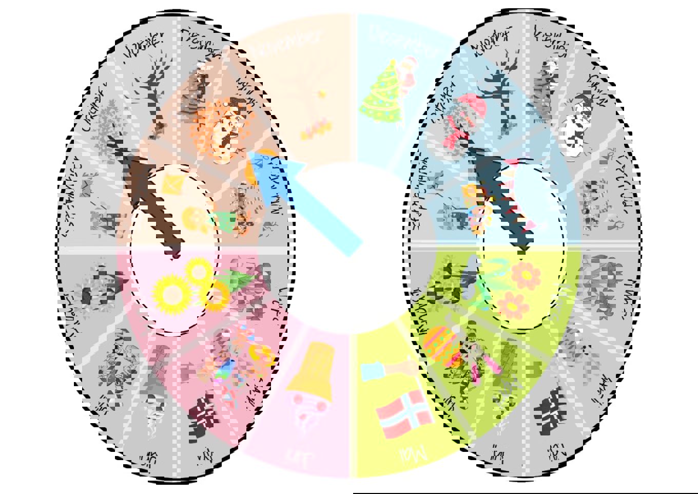 En klokke med et bilde av dyr